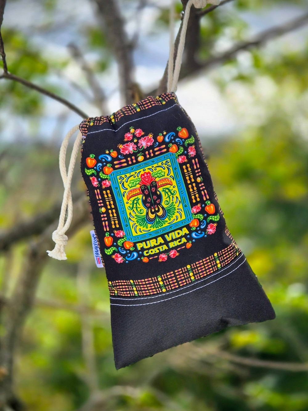 FreakFlops Costa Rica Pura Vida Drawstring Backpack Waterproof Sackpack Black